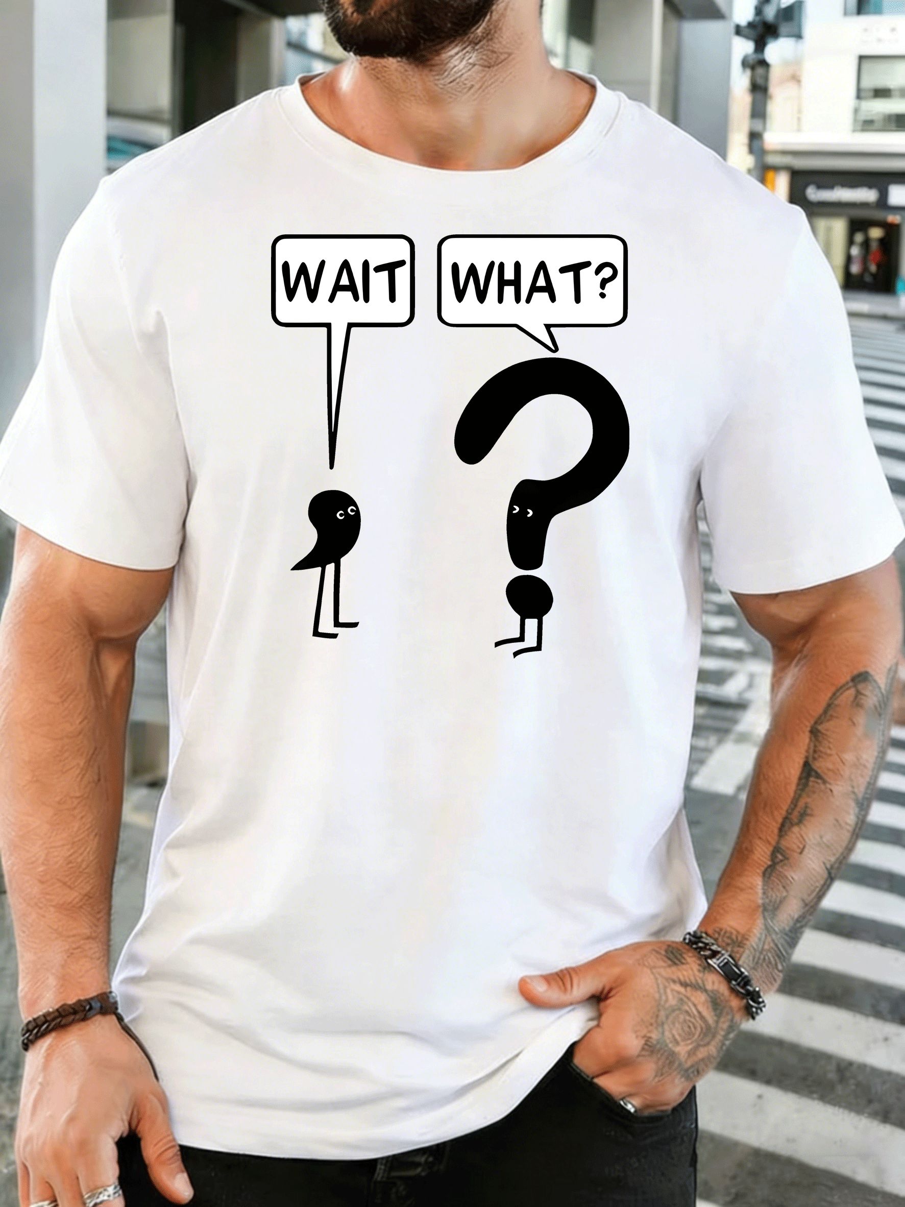 Men'S Fashion Questions - Camiseta divertida con estampado frontal para