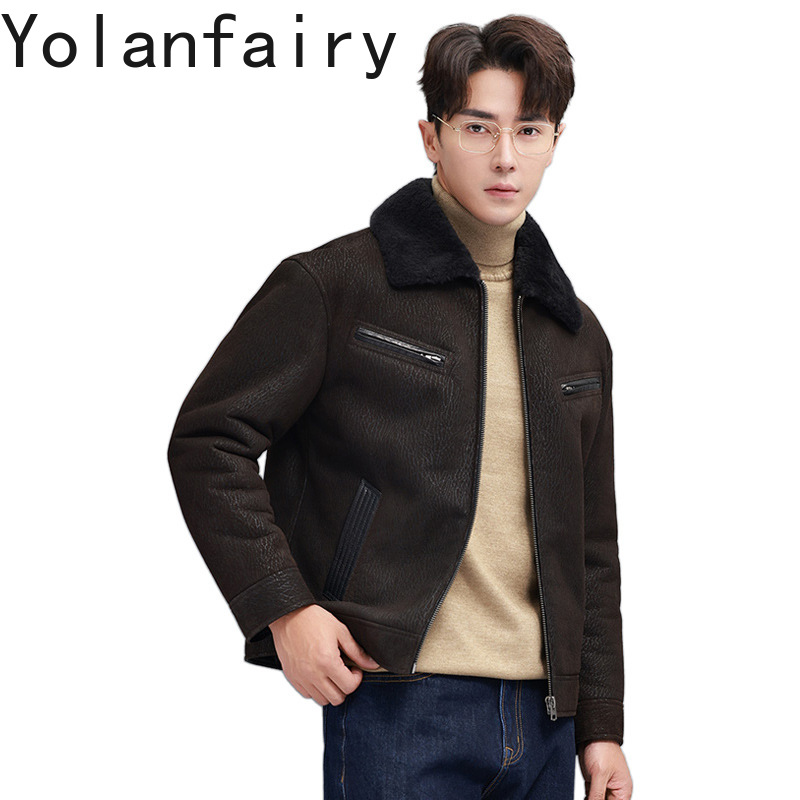 Men'S Fashion Zipper Jacket - YOLANFAIRY Vintage moda abrigo de piel