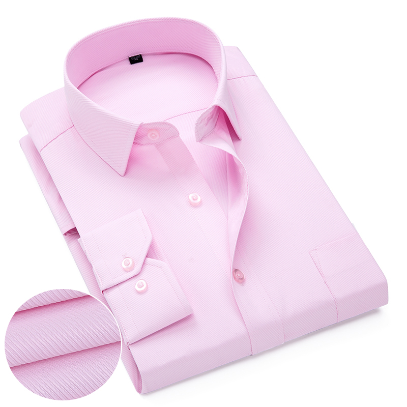 Dress Shirt Non-Iron - Camisa Formal de sarga rosa, blanca