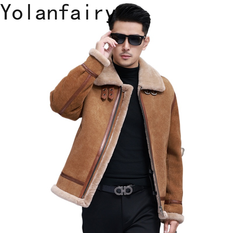 Men'S Fashion Zipper Jacket - YOLANFAIRY chaquetas de piel de oveja