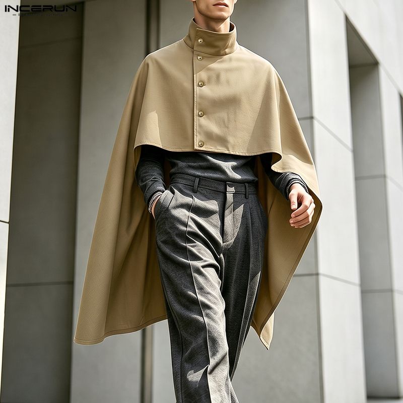 Mens Fashion Poncho - INCERUN: abrigo tipo capa para hombre,