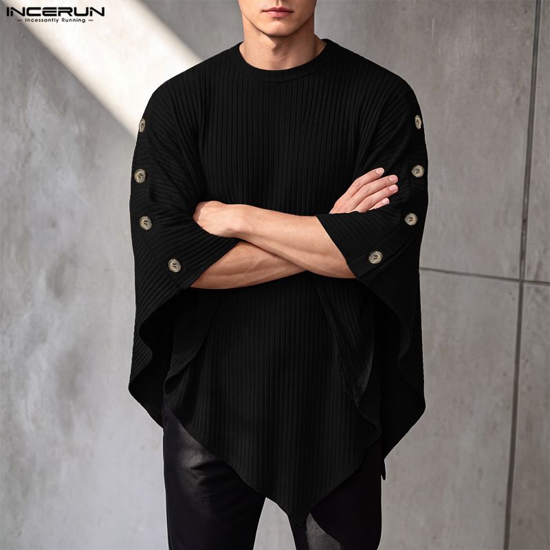 Mens Fashion Poncho - INCERUN: suéteres de punto holgados de