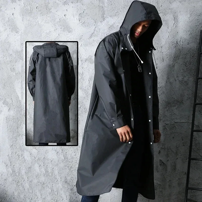 Mens Fashion Poncho - Chubasquero largo impermeable para hombre y