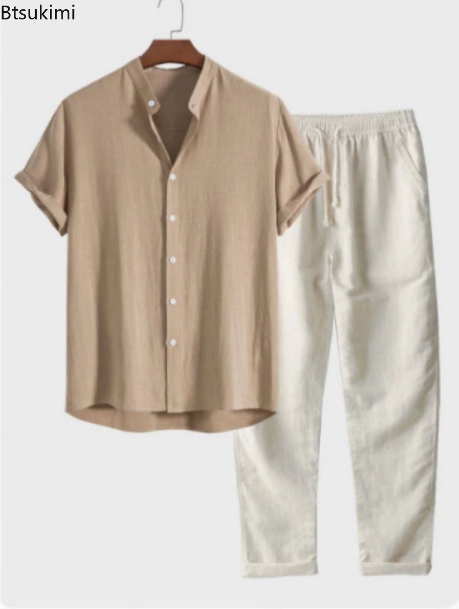 Linen Shirt Summer - Conjunto de Dos Piezas para Hombre,