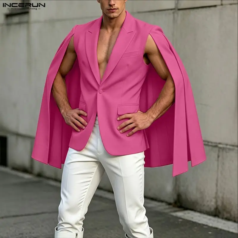 Mens Fashion Poncho - INCERUN Blazer Irregular para Hombre, Capa