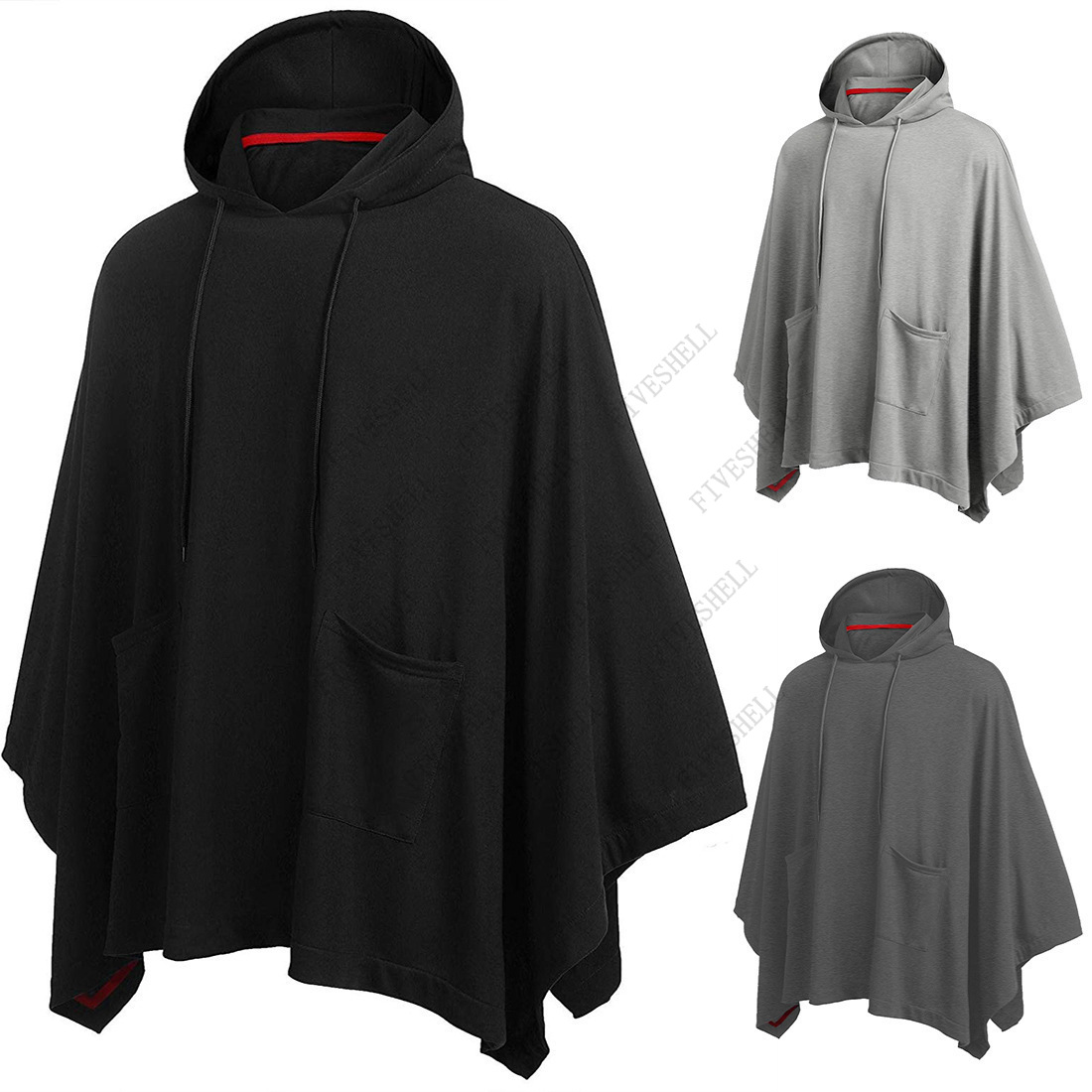 Mens Fashion Poncho - Sudadera informal con capucha para hombre,