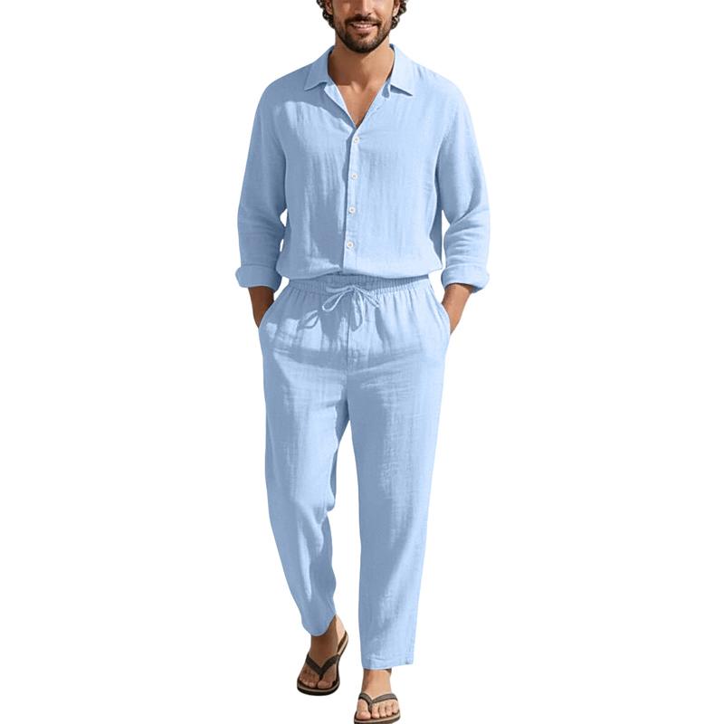 Linen Shirt Summer - Conjuntos Casuales de Lino para Primavera/Verano,