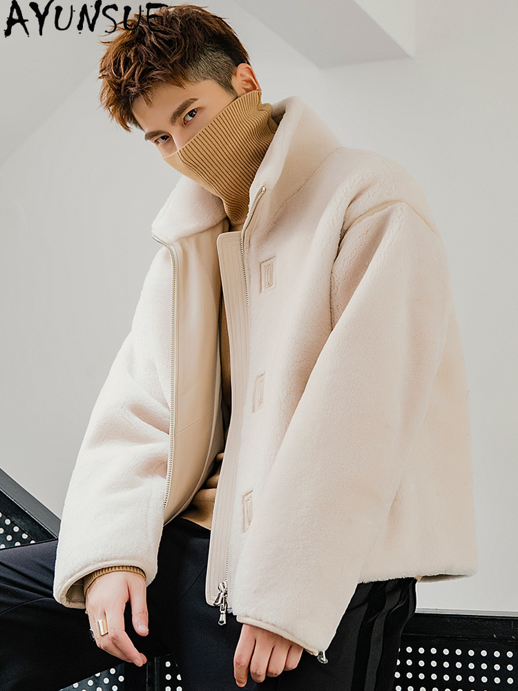 AYUNSUE chaqueta de piel de ov - Men'S Fashion Zipper Jacket reseña y precio