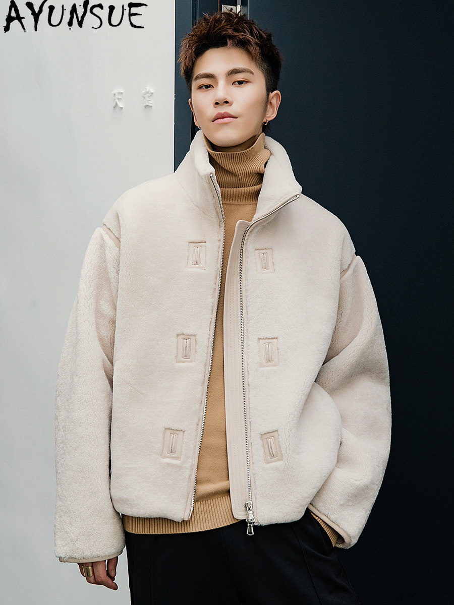AYUNSUE chaqueta de piel de ov - Men'S Fashion Zipper Jacket reseña y precio