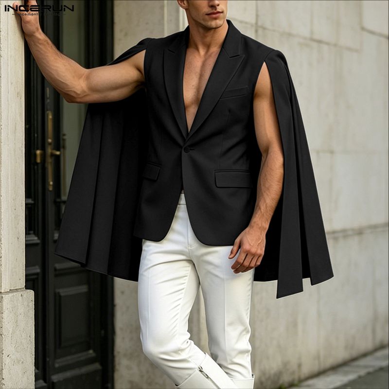 INCERUN Blazer Irregular para  - Mens Fashion Poncho reseña y precio