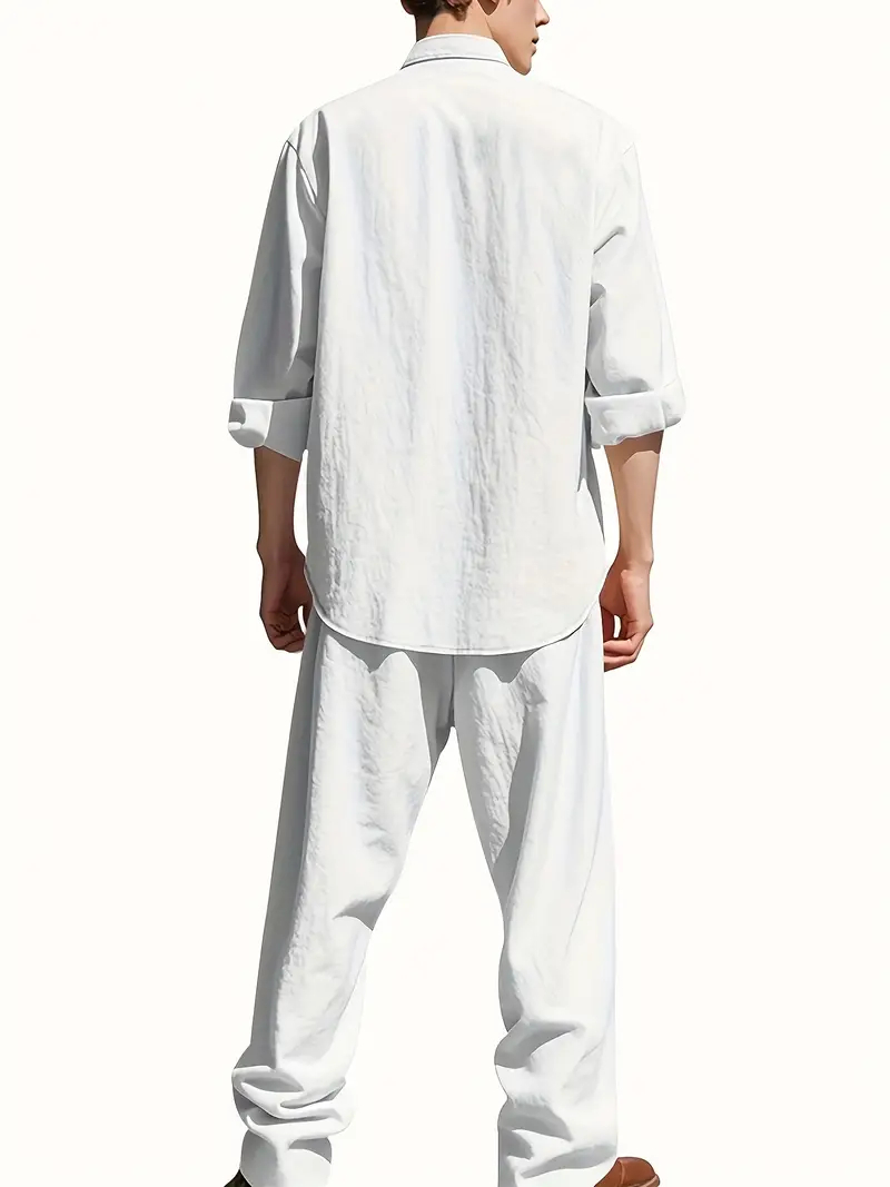 Conjunto de Traje de Lino Blan - Linen Shirt Summer reseña y precio