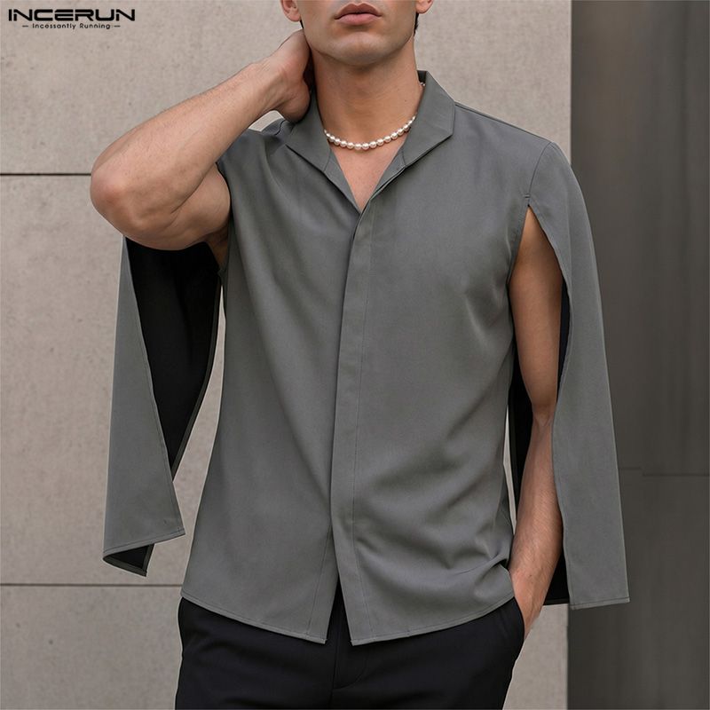 INCERUN Camisa de hombre de co - Mens Fashion Poncho reseña y precio
